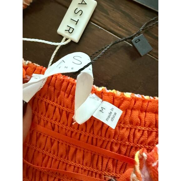 ASTR The Label NWT Elsie Orange Floral Smocked Midi Dress M Cottagecore Milkmaid - Picture 10 of 14